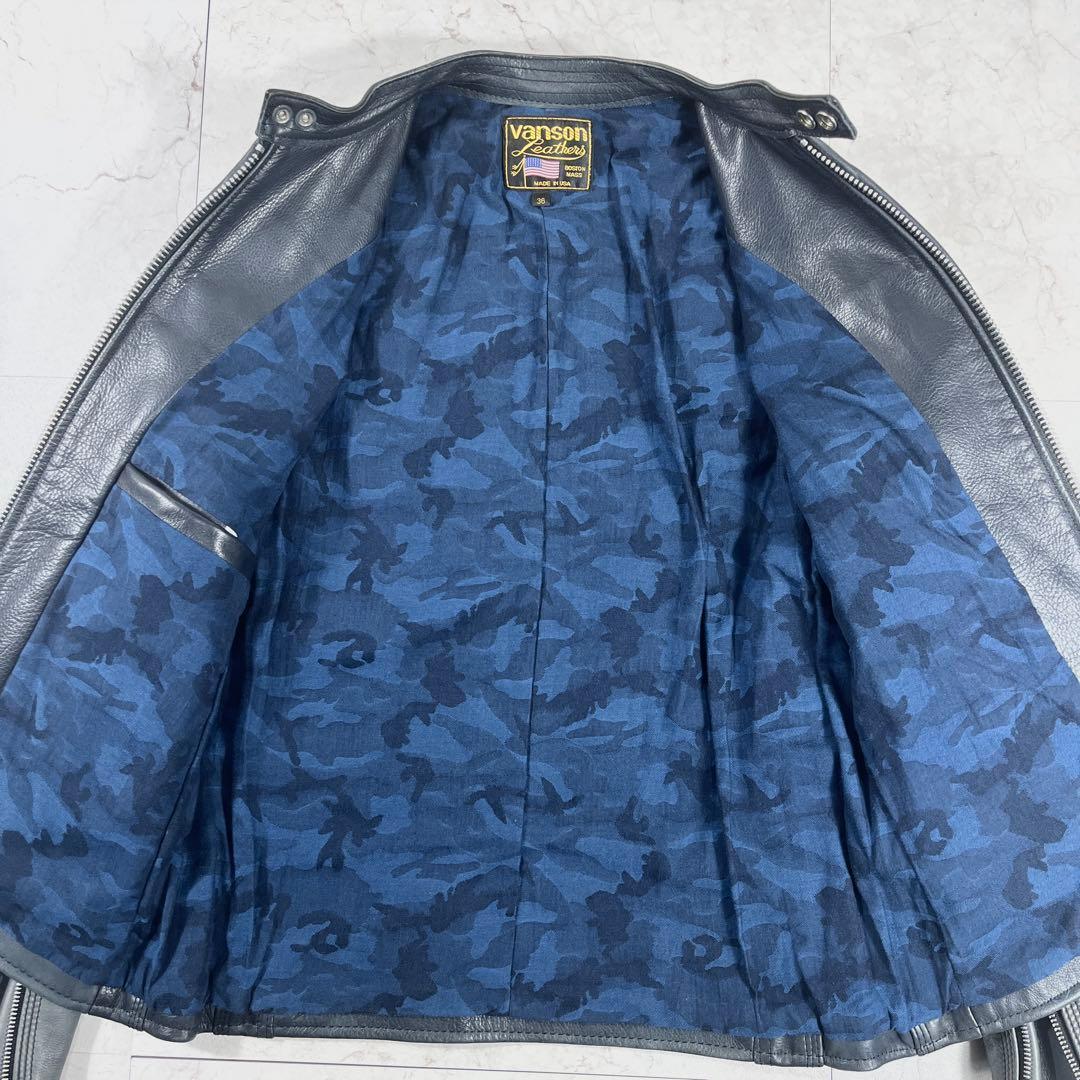 バンソン 日本別注モデル シングルライダース カモ 迷彩 希少カラー Wジップ