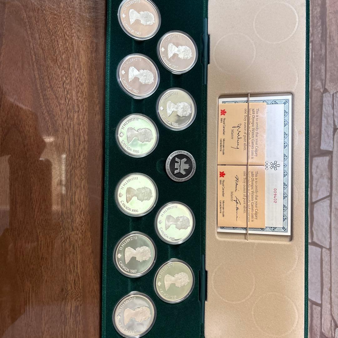 【激レア完品】カルガリー冬季五輪 20ドル銀貨 10枚セット 証書・大型ケース付
