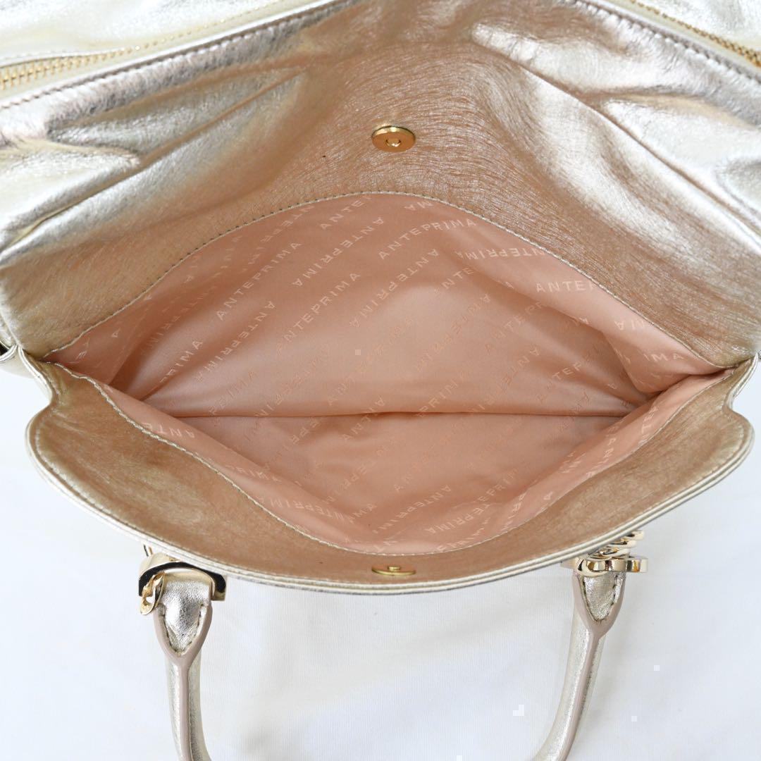 未使用 タグ付き AntePrima ミニボストンバッグ 特殊加工 ゴールド