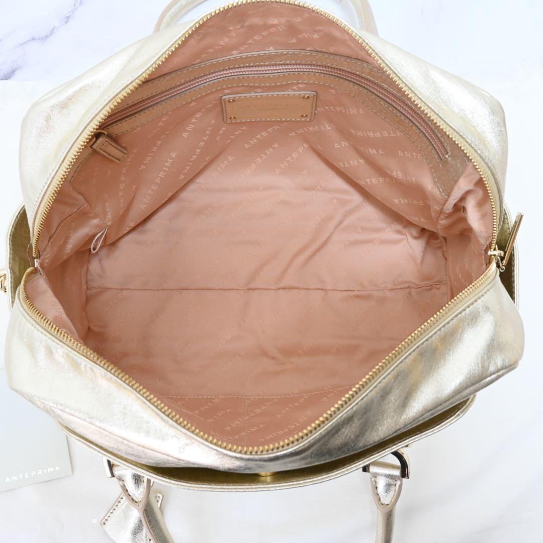 未使用 タグ付き AntePrima ミニボストンバッグ 特殊加工 ゴールド