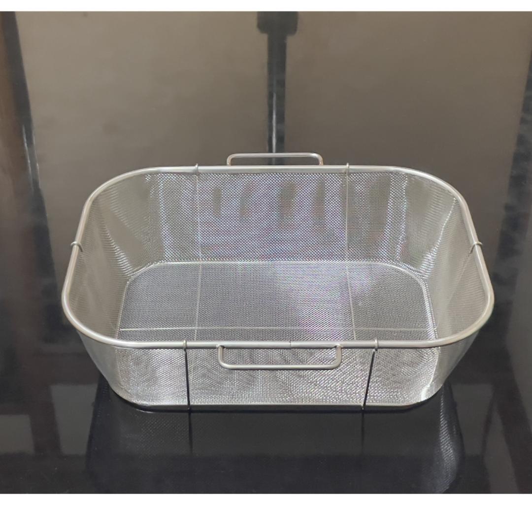 【未使用】ステンレス業務用フライヤー用 油缶・コシ網 2個セット