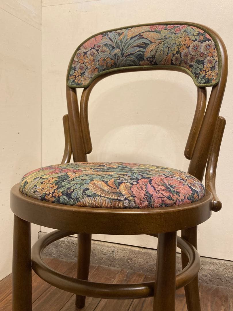 秋田木工 曲木椅子 ゴブラン織 カフェチェア スツール アンティーク