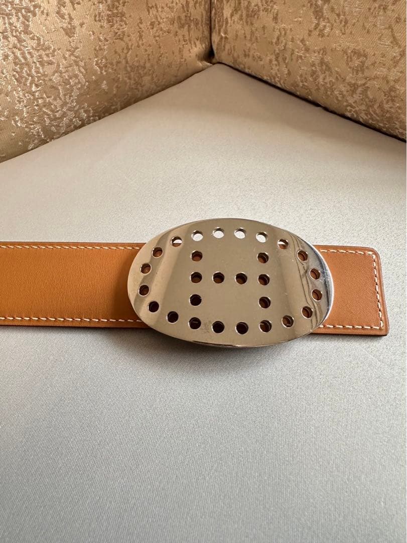 【美品】HERMES エルメスリバーシブルベルト75 エブリンバックルシルバー