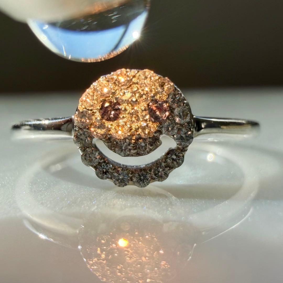 Pt900 アレキサンドライト ダイヤモンド 計0.16ct スマイルリング