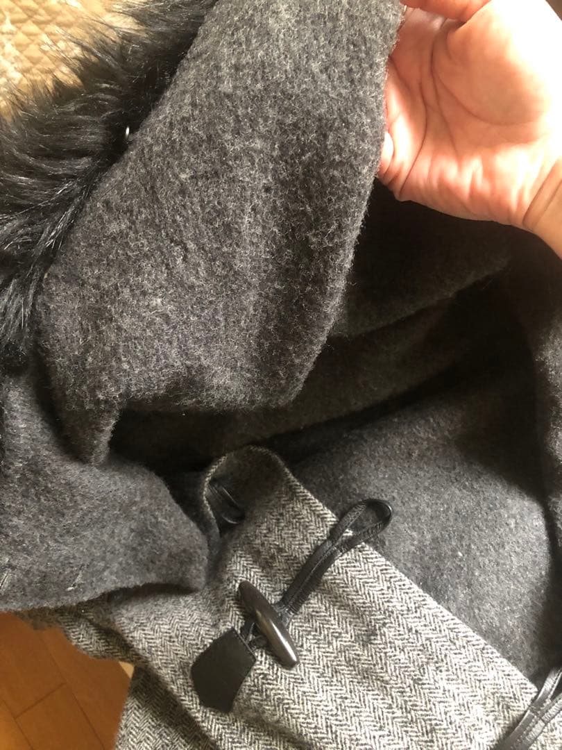 【美品】グレースコンチネンタルヘリンボーン フェイクファーロングダッフルコート