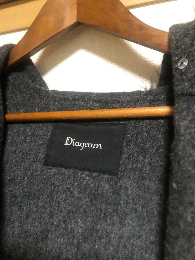 【美品】グレースコンチネンタルヘリンボーン フェイクファーロングダッフルコート