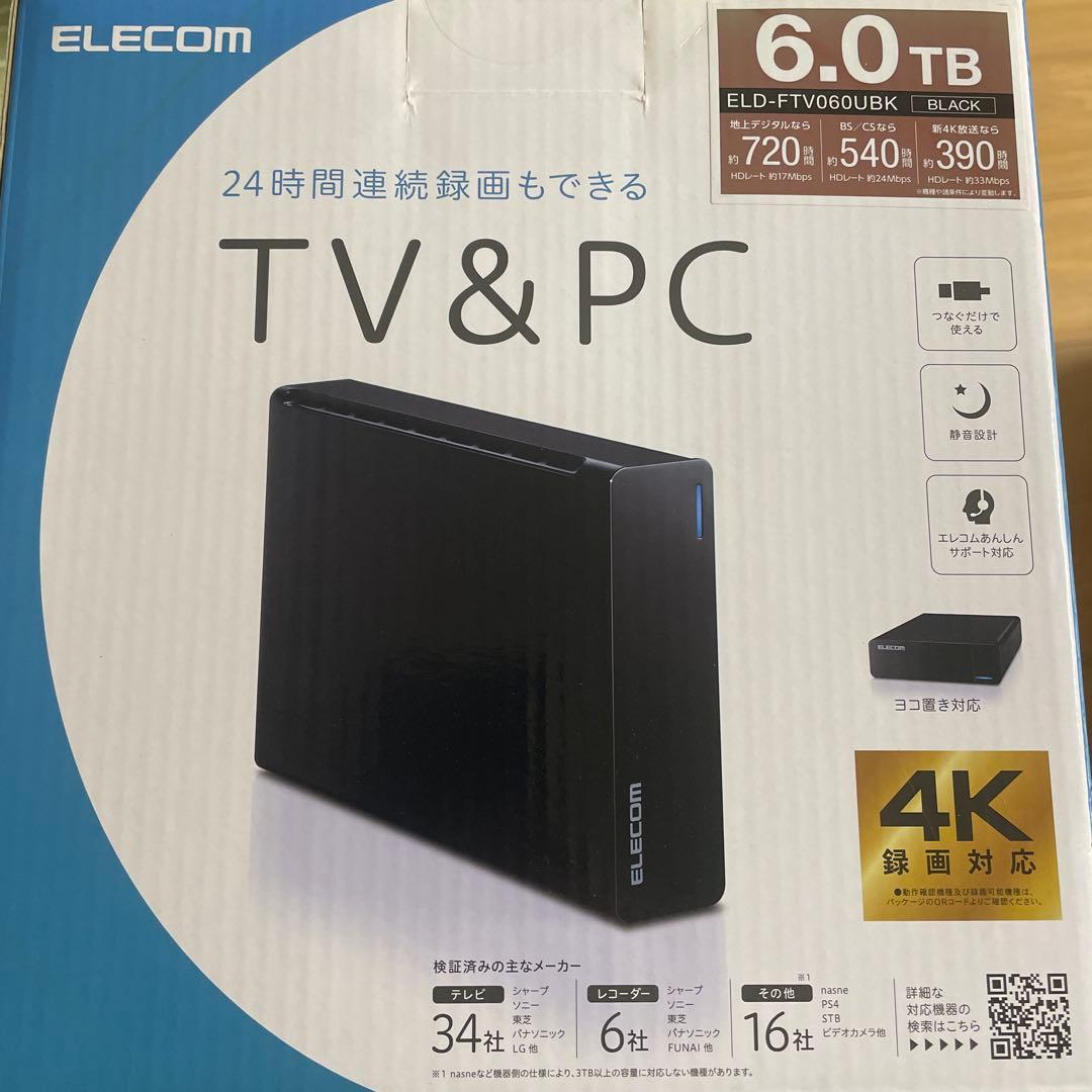 ELECOM 6TB 外付けHDD ELD-FTV060UBK ブラック