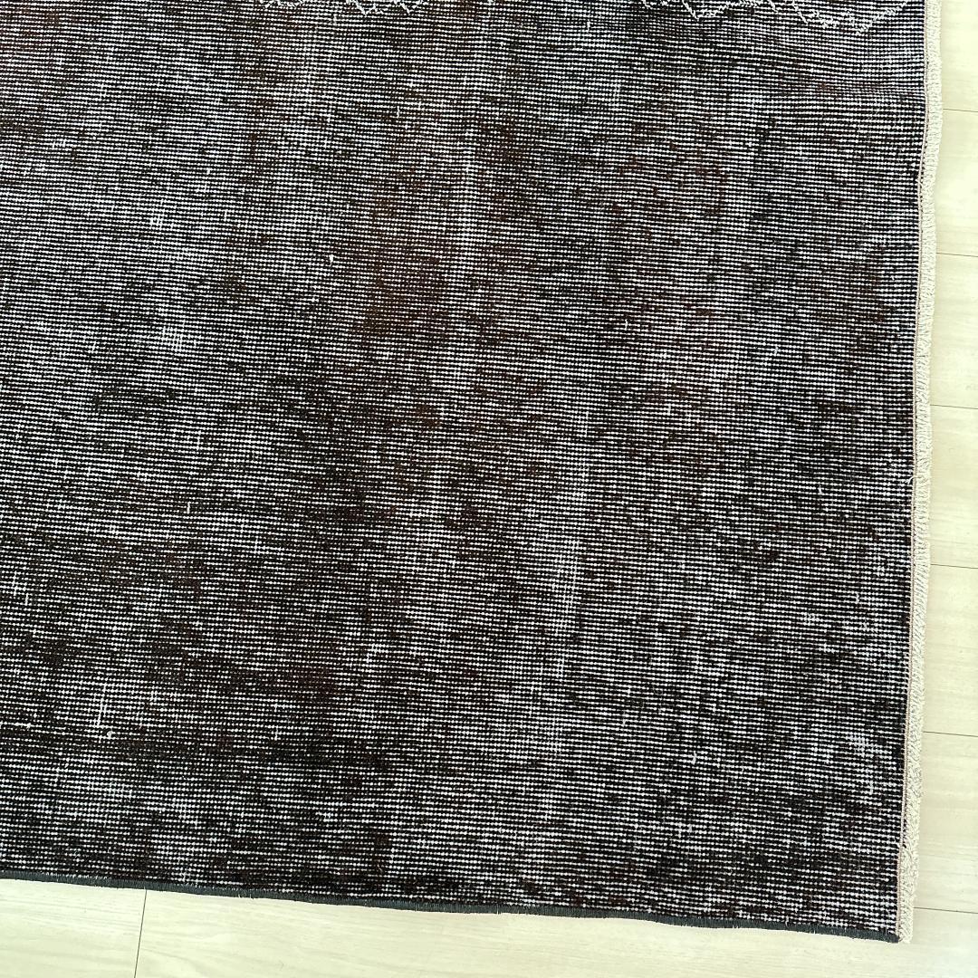 トルコ ヴィンテージラグ989 超大判 レア ダークブラウン オーバーダイラグ