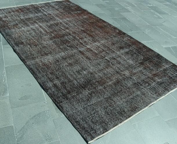 トルコ ヴィンテージラグ989 超大判 レア ダークブラウン オーバーダイラグ