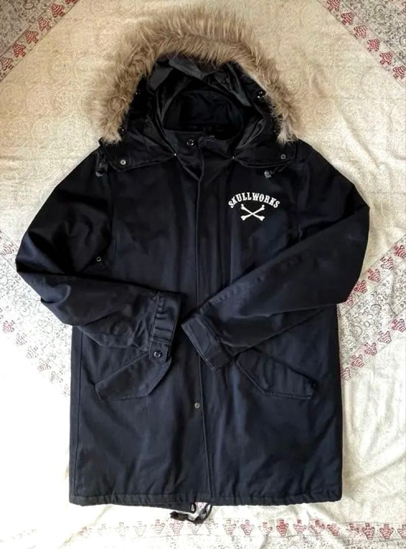 SKULLWORKS スカルプリント モッズコート　黒　美品！