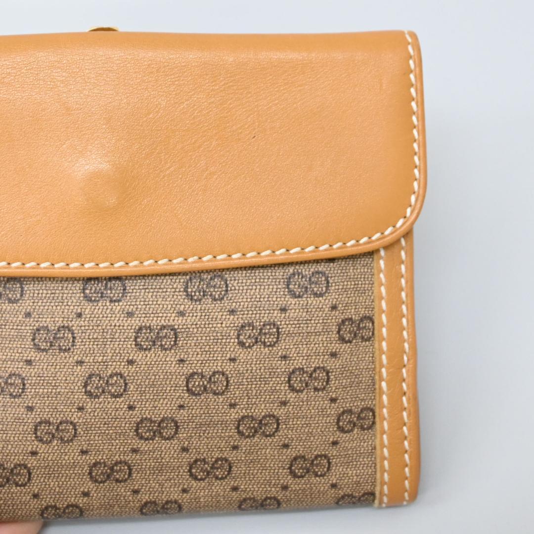 ■ 48348★年 グッチ マイクロGG 2つ折財布 オールドグッチ ベージュ*