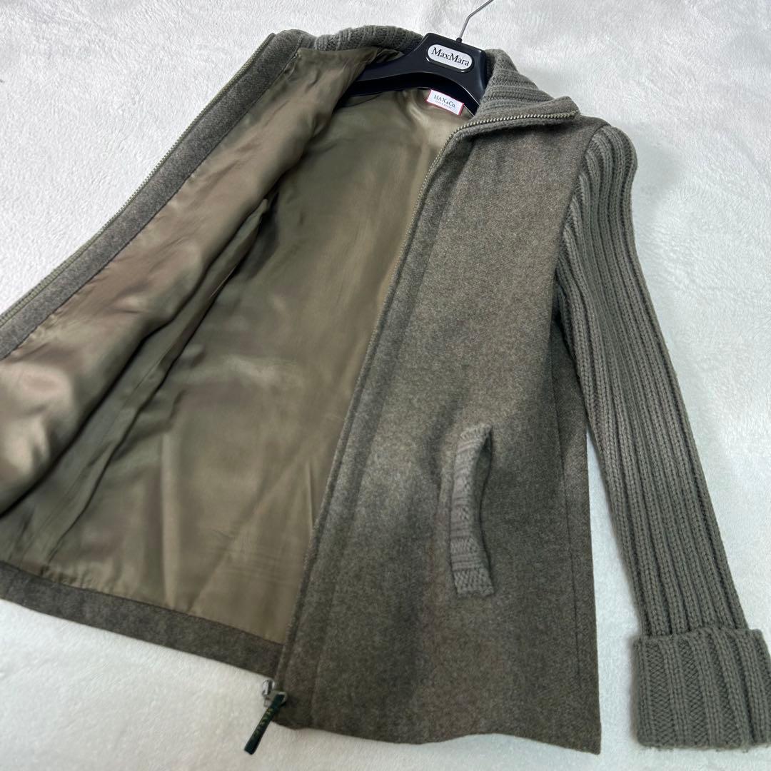 良品✨マックスアンドコー　切り替えニット モヘア　ジャケット　羽織り　グレー