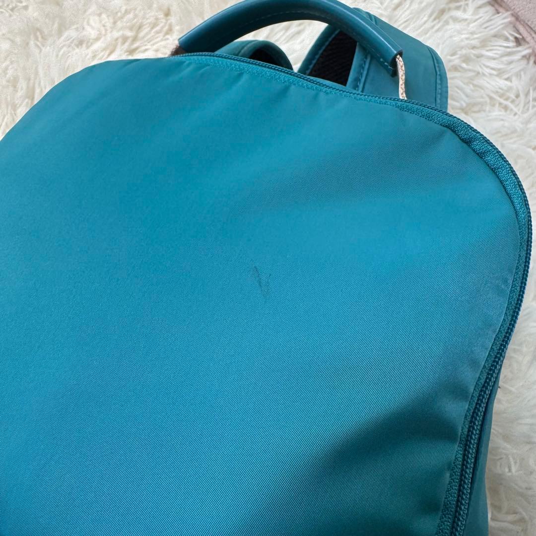 希少　美品　キタムラ　マニマニ　リュック　コラボ　ナイロン　レザー　ターコイズ
