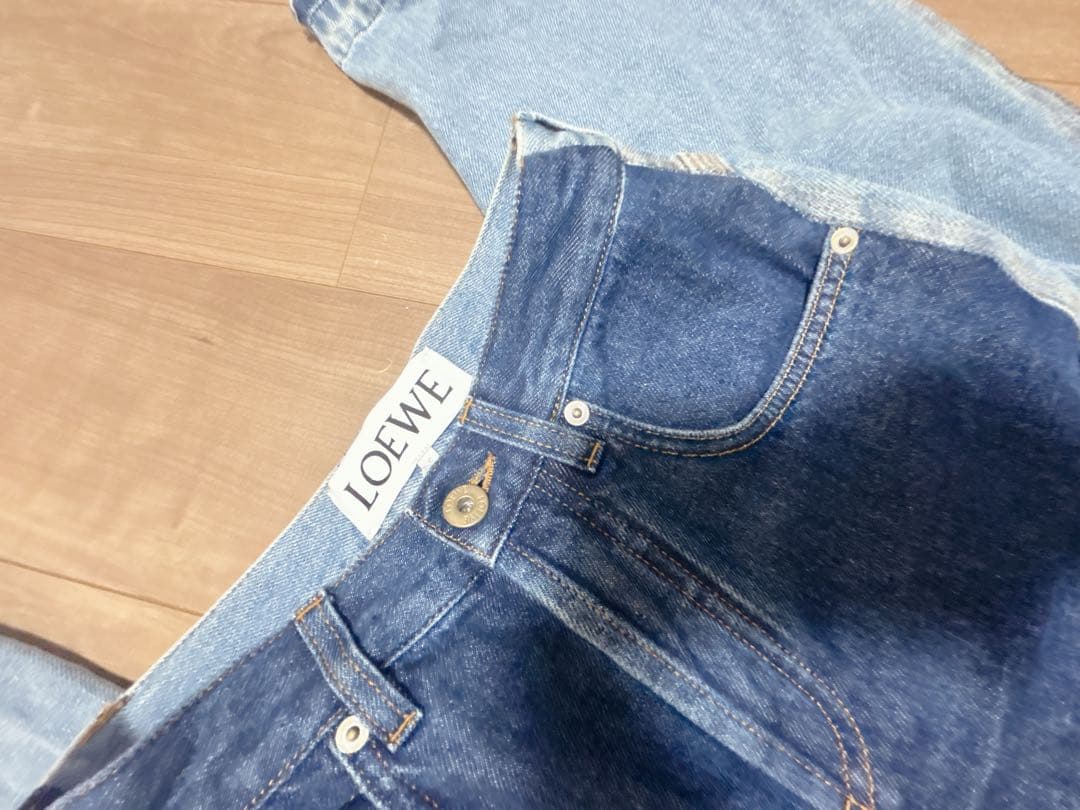 LOEWE ハイウェスト　バイカラーデニムパンツ