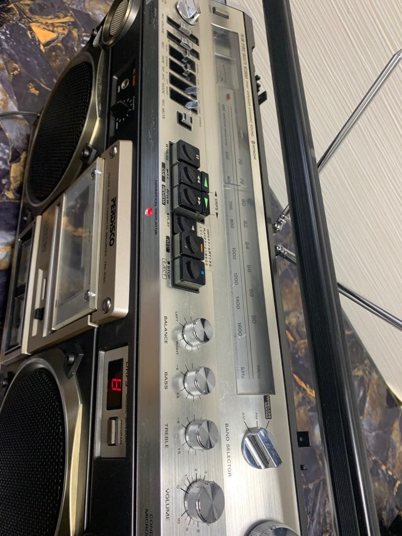 動作品HITACHI PERDISCO 日立 ラジカセ TRK-8180ラジオ