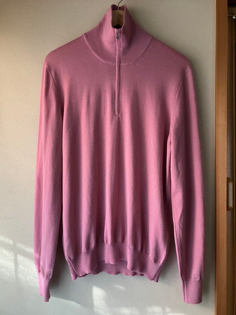 GRAN SASSO メリノウール 12G ハーフジップニット ピンク 52
