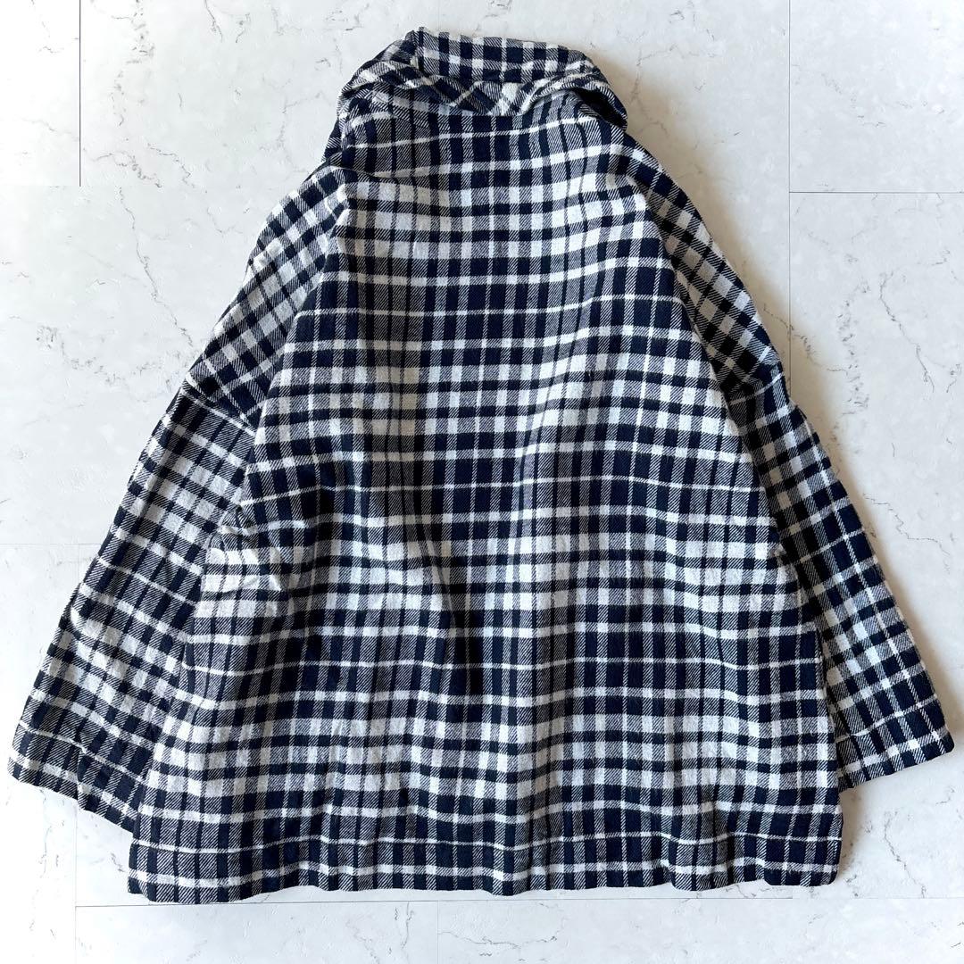 美品 45R インド製 コットンフランネルチェック シャツカーディガン 羽織り_
