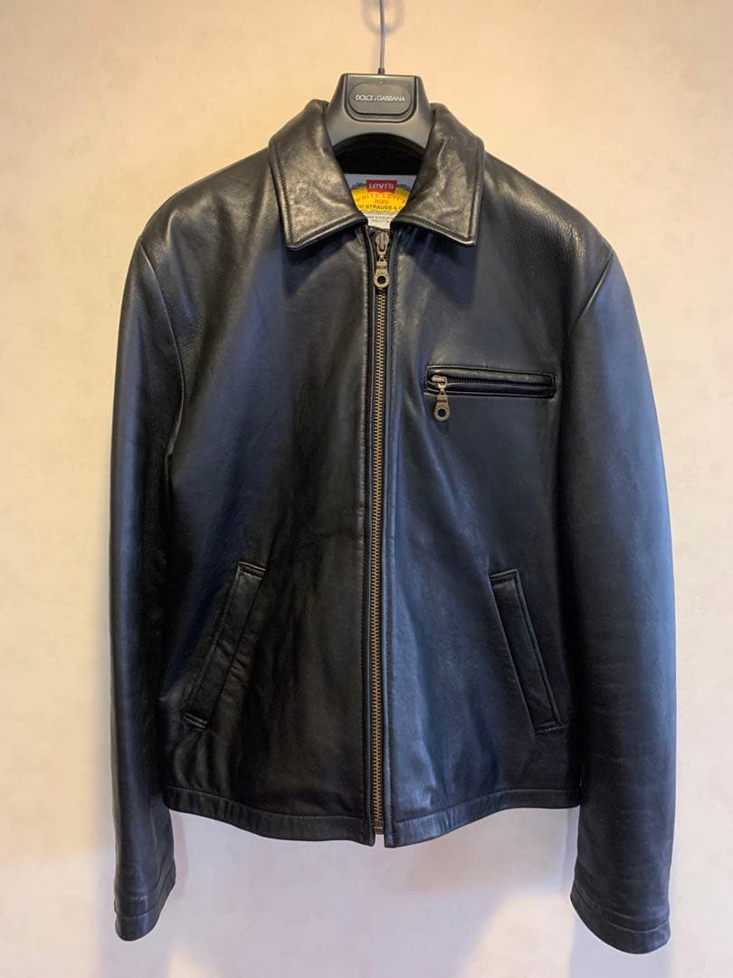 希少本物美品高級羊ラムレザーホワイトLEVI'SリーバイスライダースジャケットL