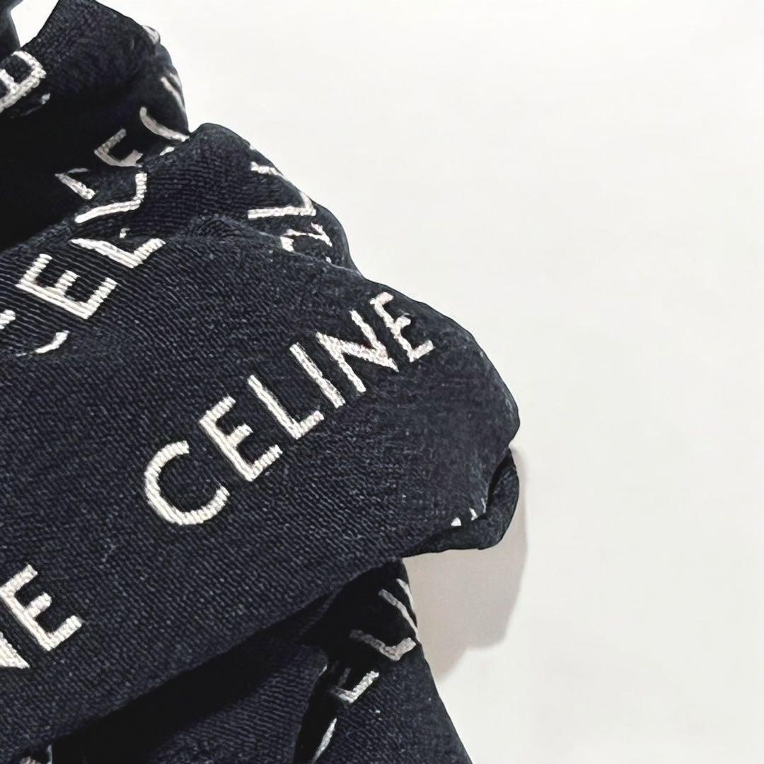 セリーヌ シュシュ レイユール シルク ゴールド ブラック トリオンフ ロゴ