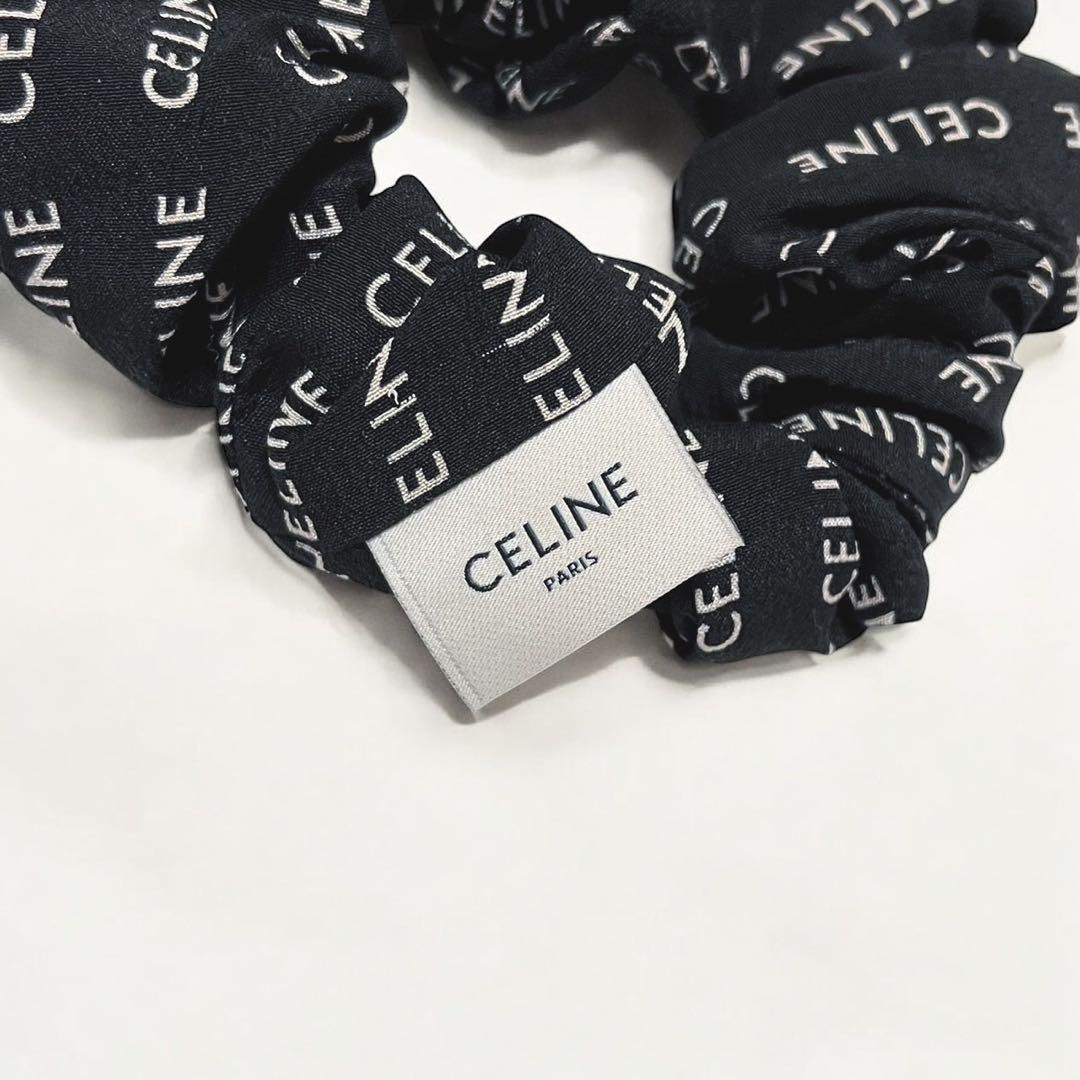 セリーヌ シュシュ レイユール シルク ゴールド ブラック トリオンフ ロゴ