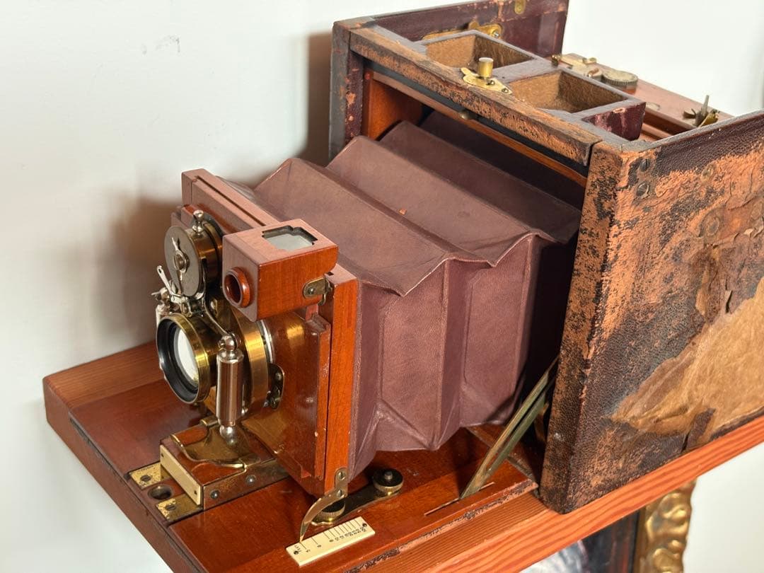 19世紀アンティーク★kodak初のセルフケース式フォールディングカメラ4×5★