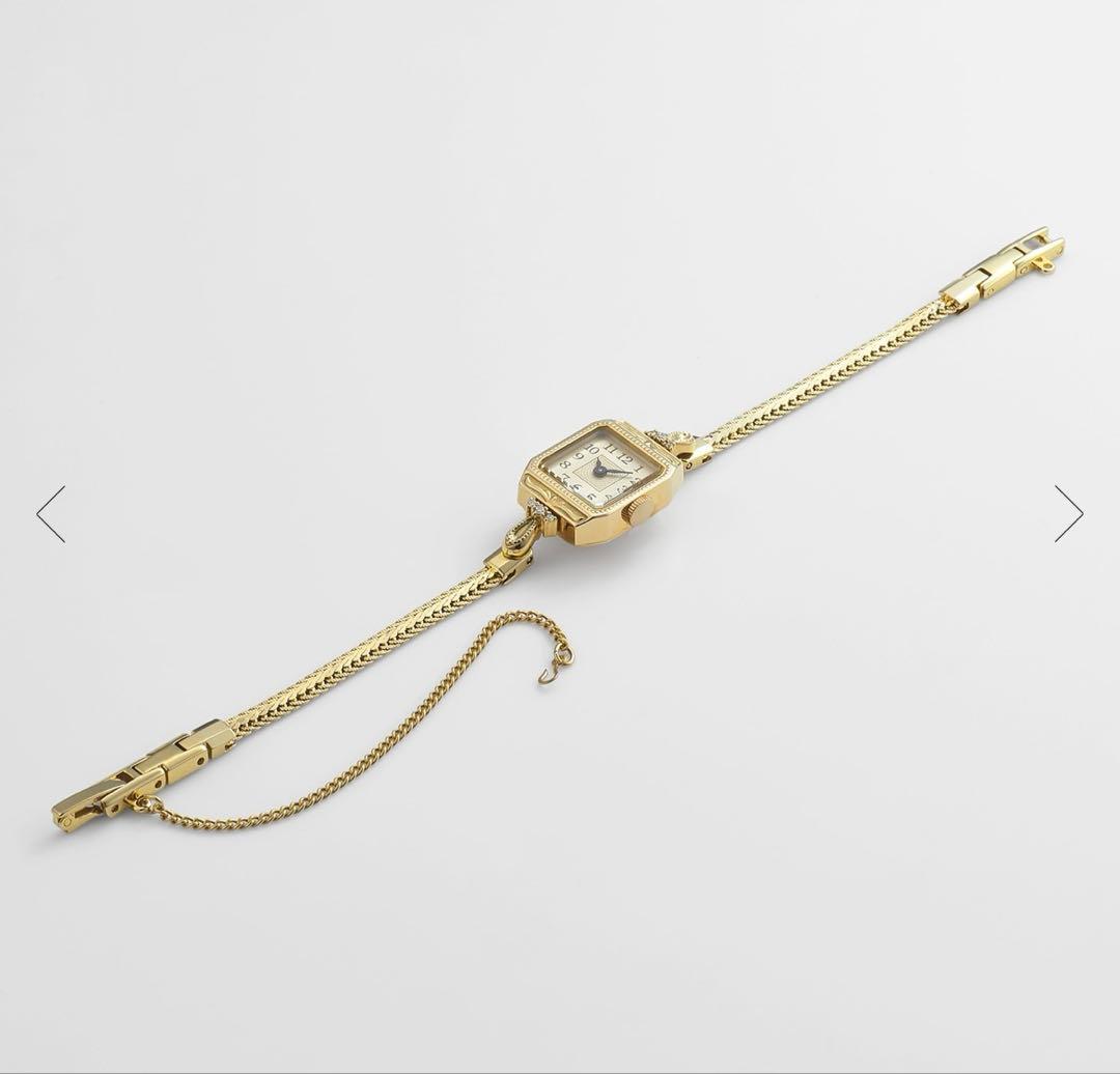 agete ゴールド スクエアフェイス ジュエリーウォッチ　アガットクラシック