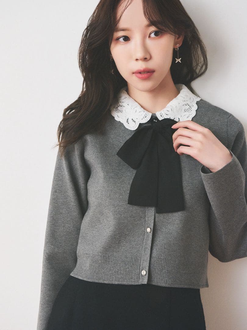 セルフォード 【WEB限定】デタッチャブルレースカラーカーディガン　CGRY