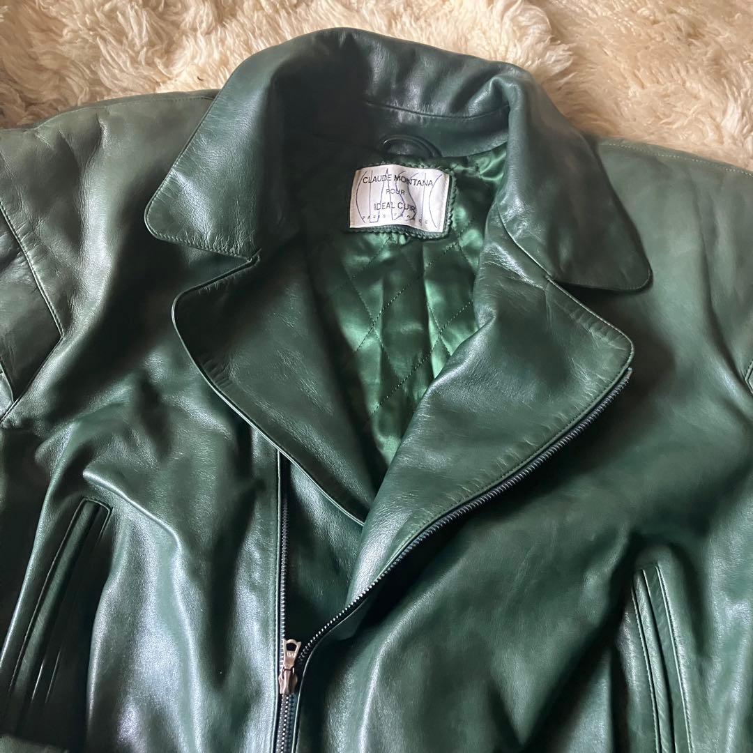 80sフランスヴィンテージclaude montana柔レザーボンバージャケット