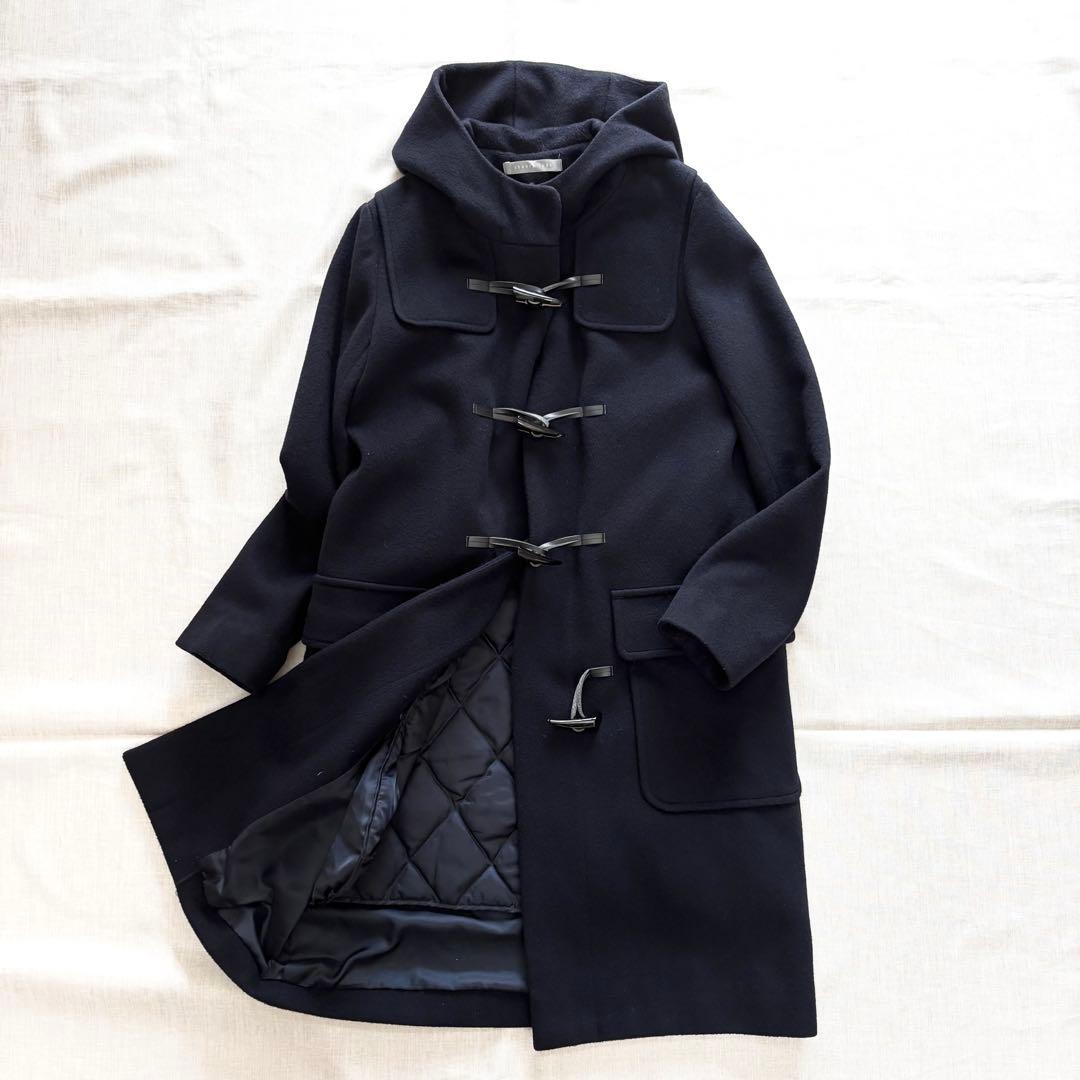 極美品☆セオリーリュクス 毛100% ダッフルコート ネイビー ダウンライナー付