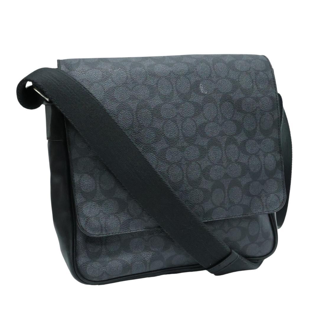 良品 COACH コーチ メッセンジャーバッグ PVC シグネチャー ブラック