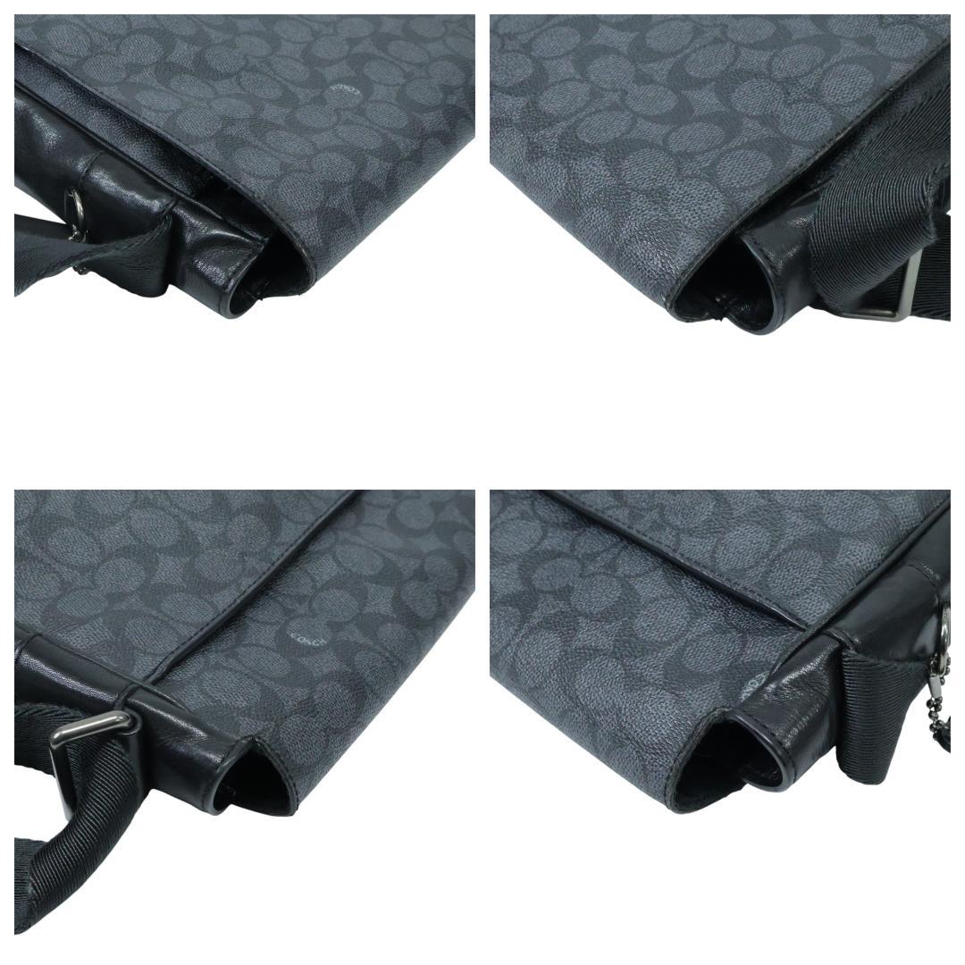 良品 COACH コーチ メッセンジャーバッグ PVC シグネチャー ブラック