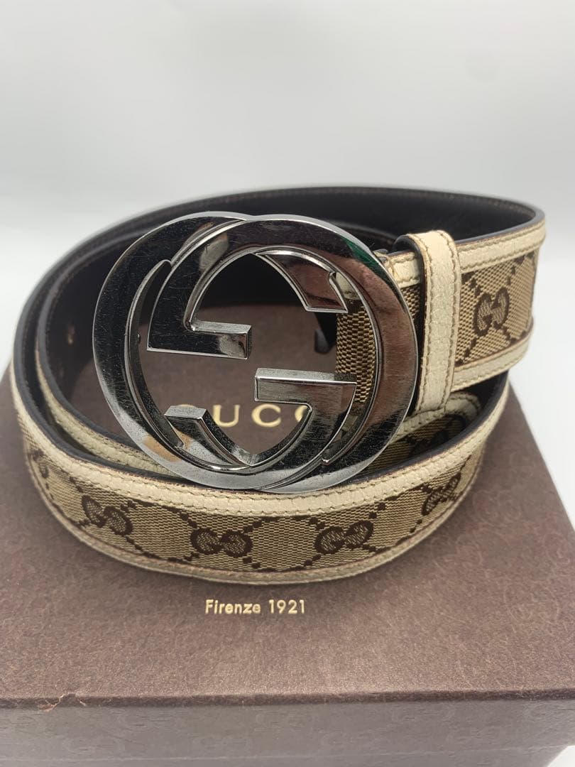 グッチ GUCCI GGパターン ベルト ブラウン/ベージュメンズ レディース