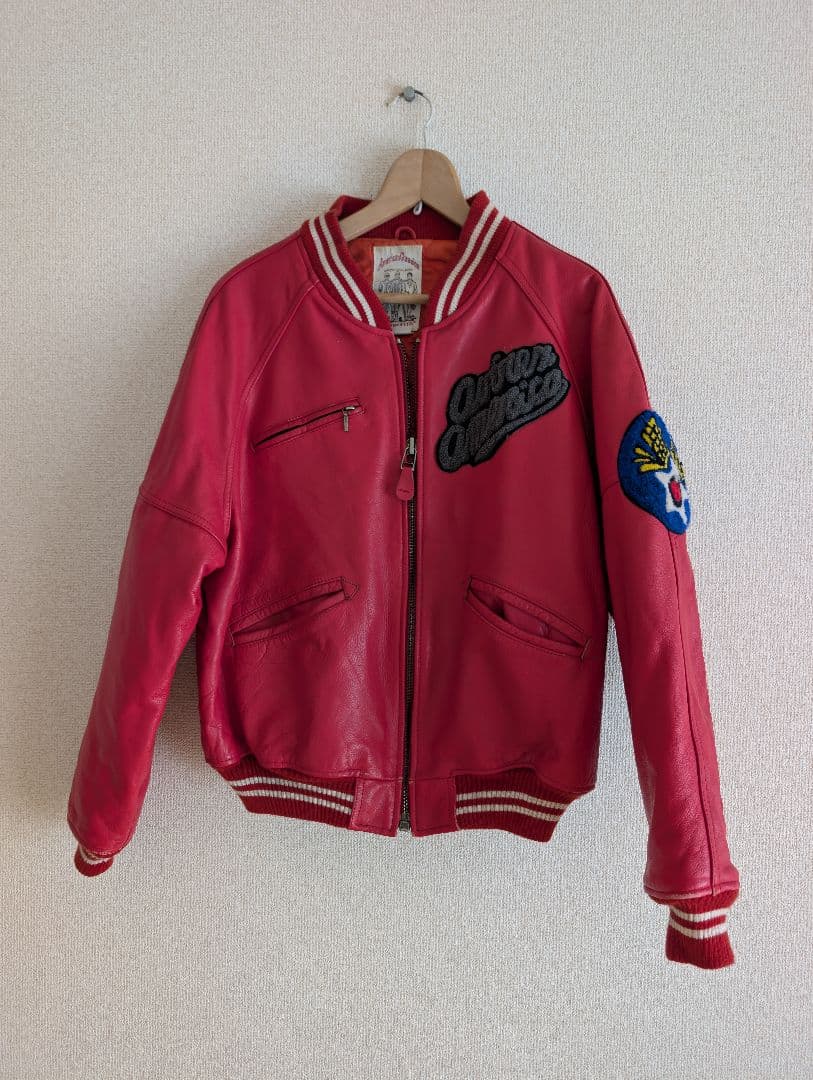 AVIREX 赤 レザージャケット TRACK FIELD　サイズS