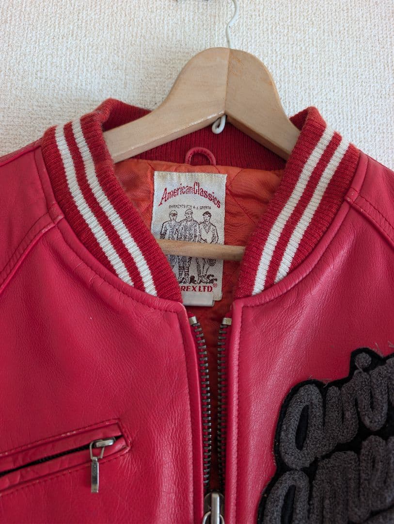 AVIREX 赤 レザージャケット TRACK FIELD　サイズS