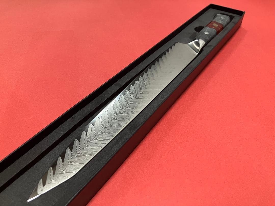 V金10号73層ダマスカス 筋引包丁 G10＋レジン柄 270mm