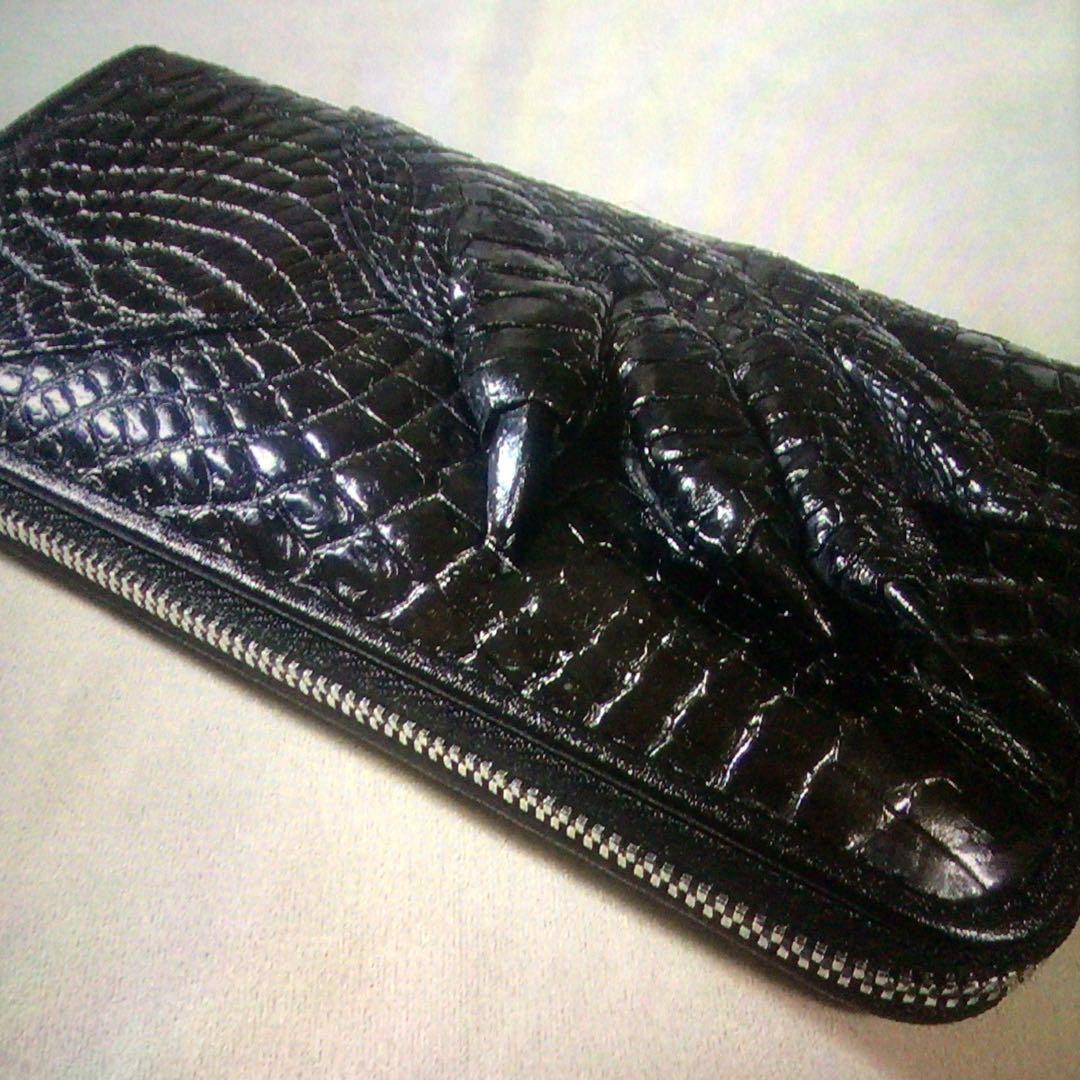 現品限り￼ シャムワニクロコダイル￼ ラウンドファスナーウォレット￼ 爪付￼ 腹