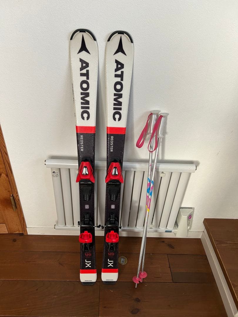 アトミックATOMIC JX レッドスタースキー板とポールセット120子供キッズ