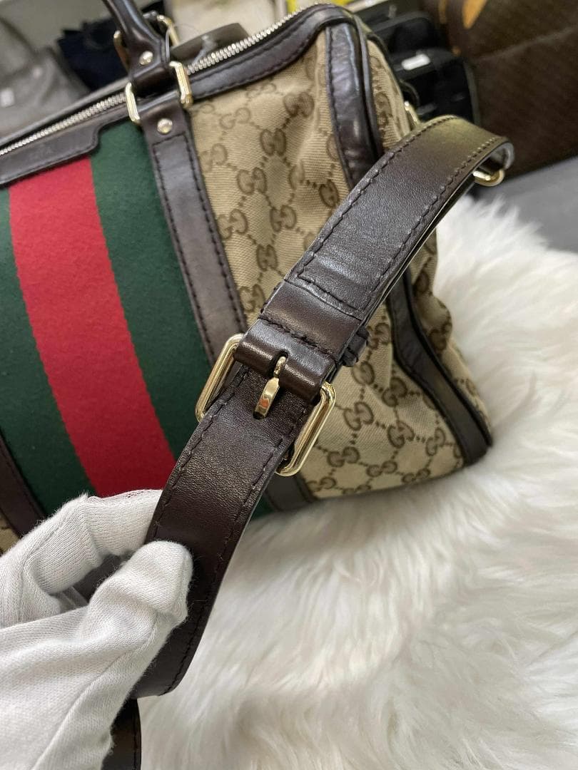 Gucci ボストンバッグ ベージュ/グリーン/レッド