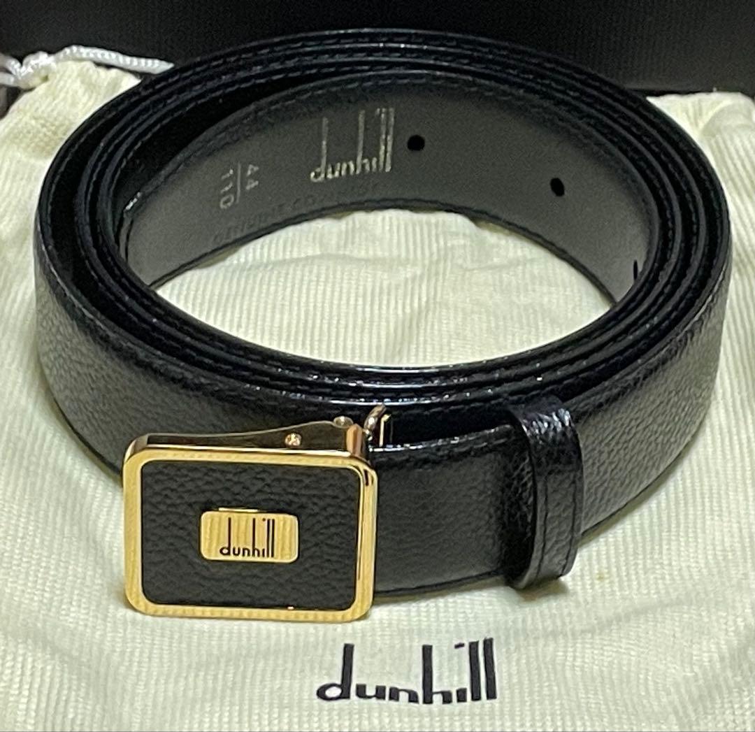 新品dunhill ブラックレザーベルト　シボ革