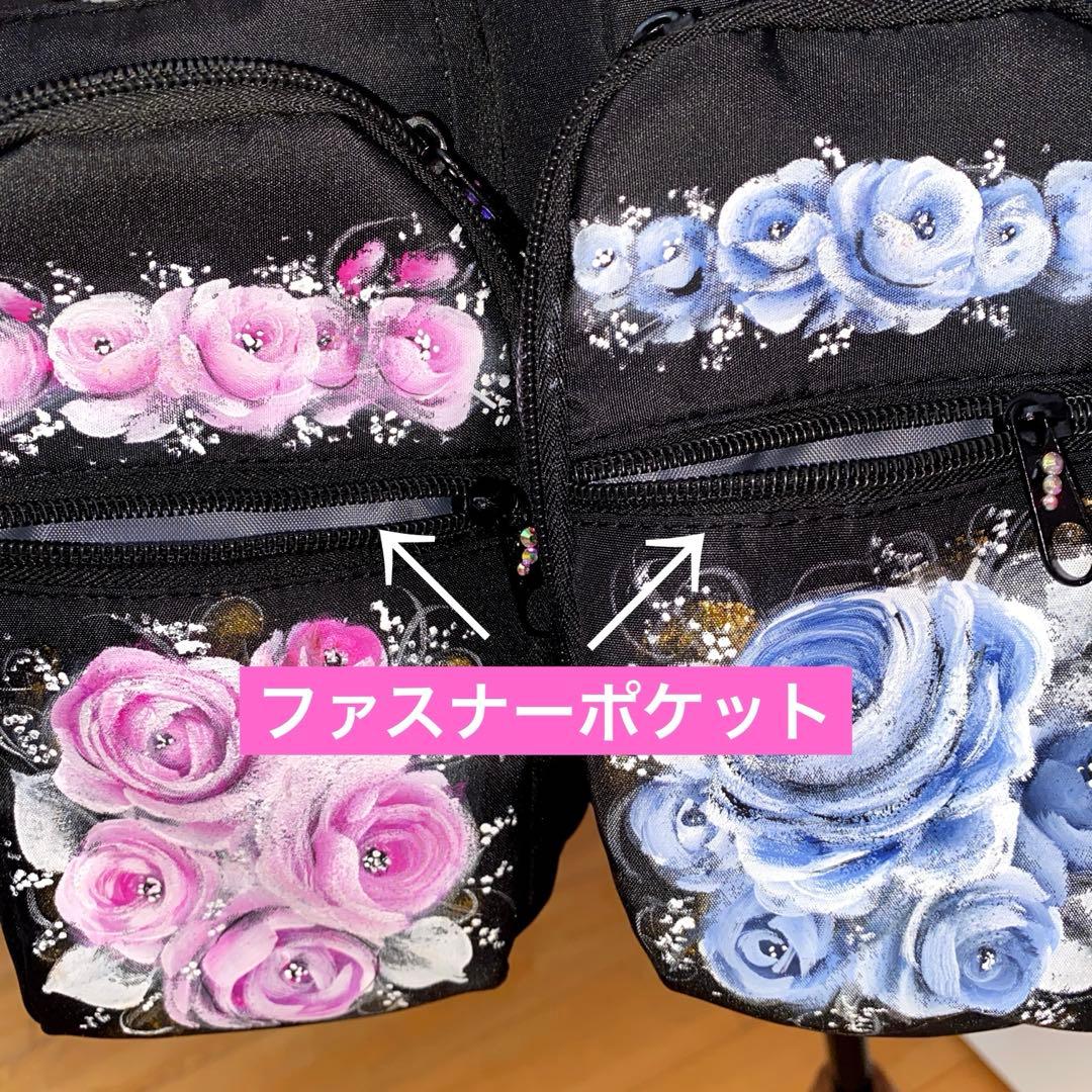 スマホ水筒ショルダー　サンダル　薔薇　手描き　トールペイント