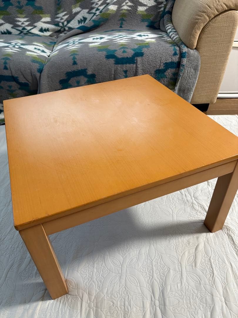 無印良品ナチュラル色 正方形こたつ 電熱ヒーター付き