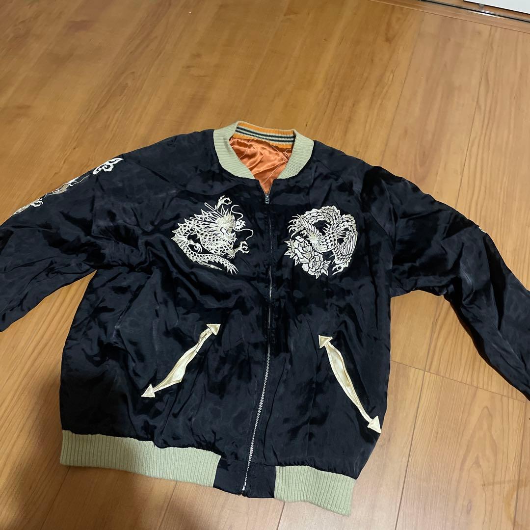 最終値下げ　 クロップドヘッズリバーシブル　龍サテン スカジャン 日本製