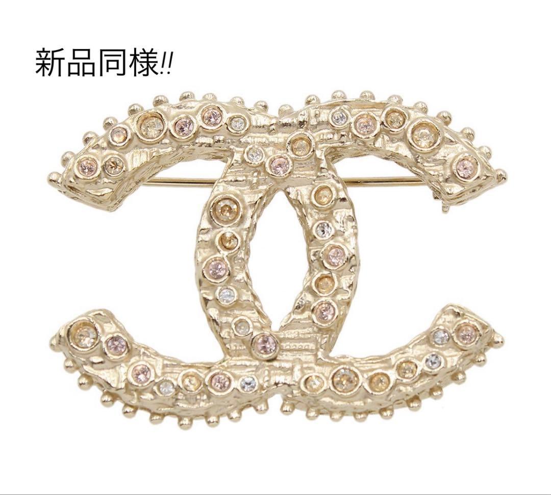 H2985 新同!! シャネル ココマーク ラインストーン ブローチ A13