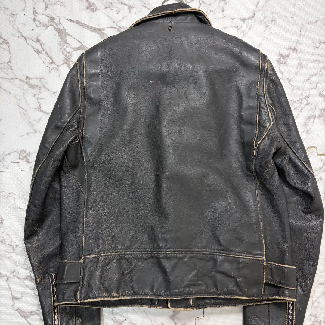 L/使用数回✨【米国製】schott 110周年 ダブルライダース 黒 牛革