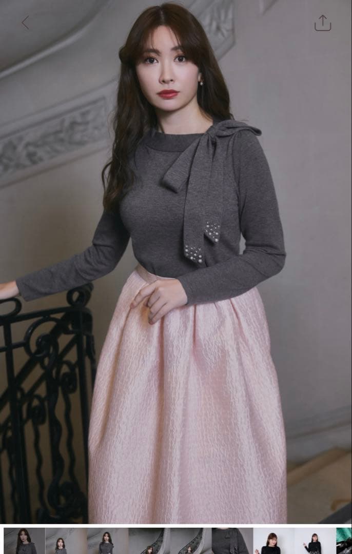 トップス Bijou Ribbon-Tie Knit Top