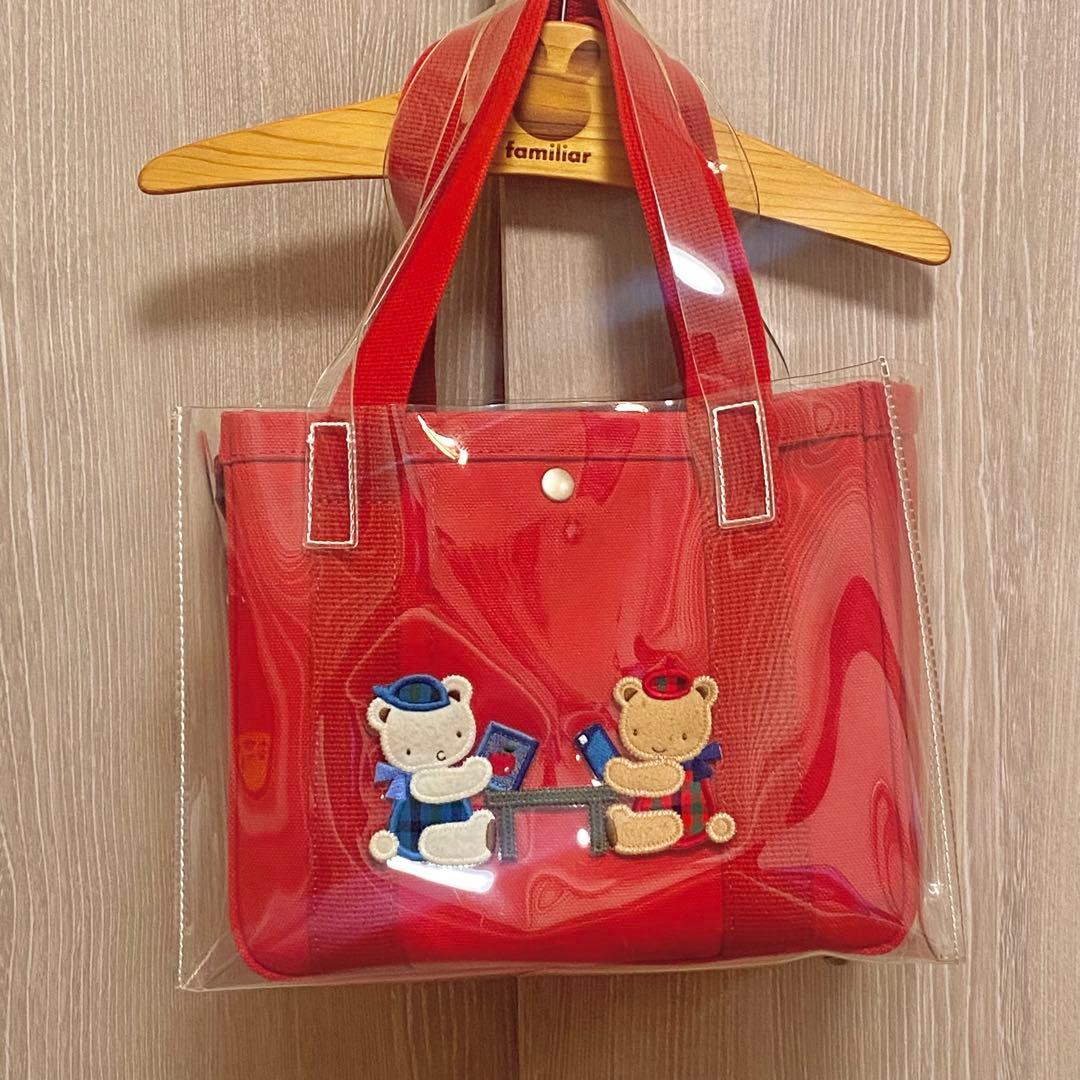 【Pear】ファミリア×エジュー　クリアビニールバッグ　赤