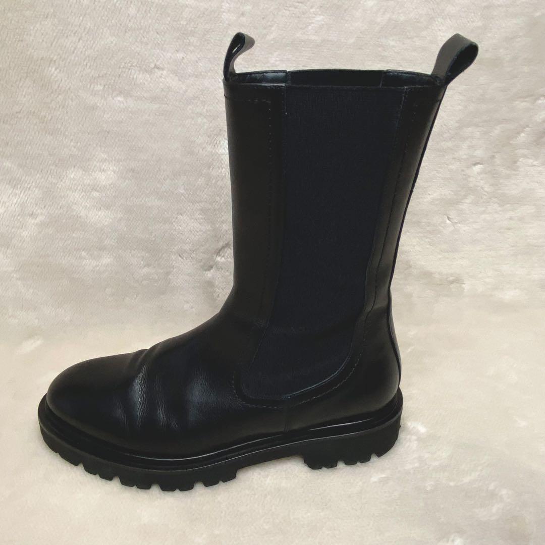 パスクッチ イエナ別注 サイドゴアブーツ 37 厚底 本革 軽量 黒