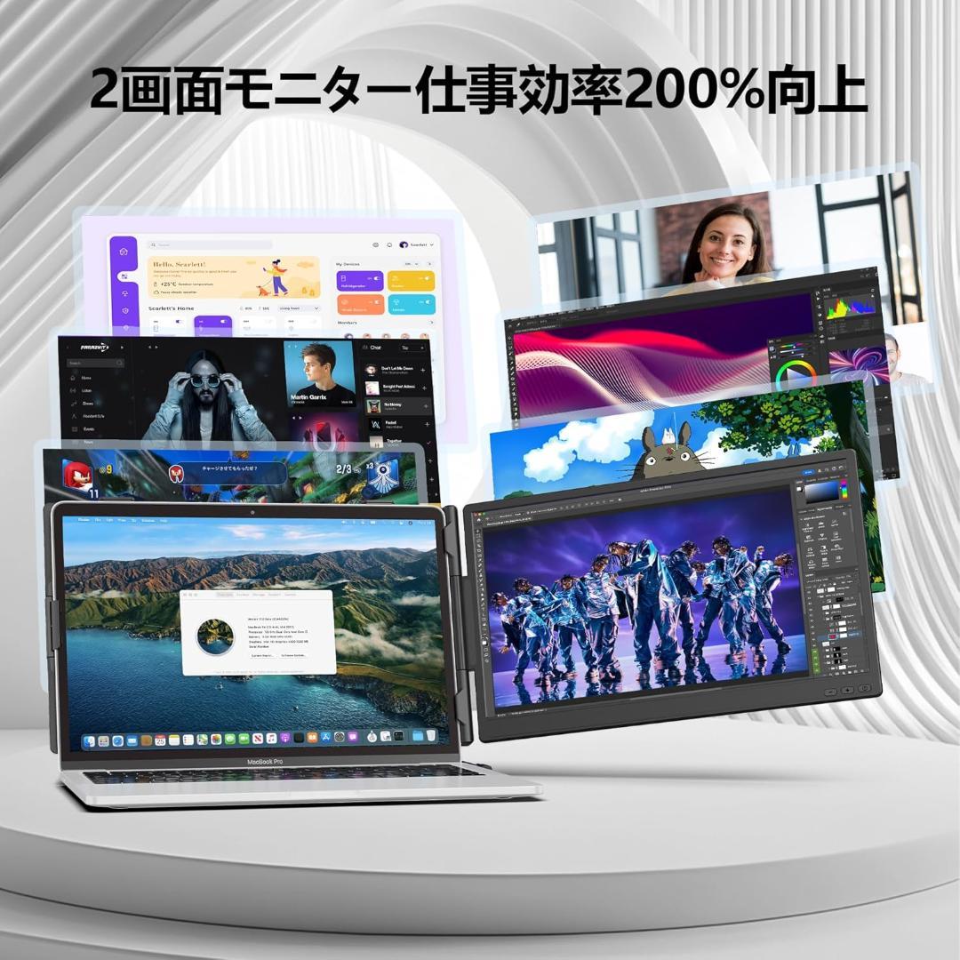 デュアルモニター 14インチ FHD 1080PノートPC13-17インチ対応