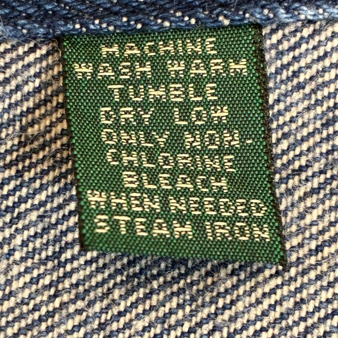 90s ラルフローレン デニムシャツ 長袖 赤ポニー 刺繍ロゴ M ヴィンテージ