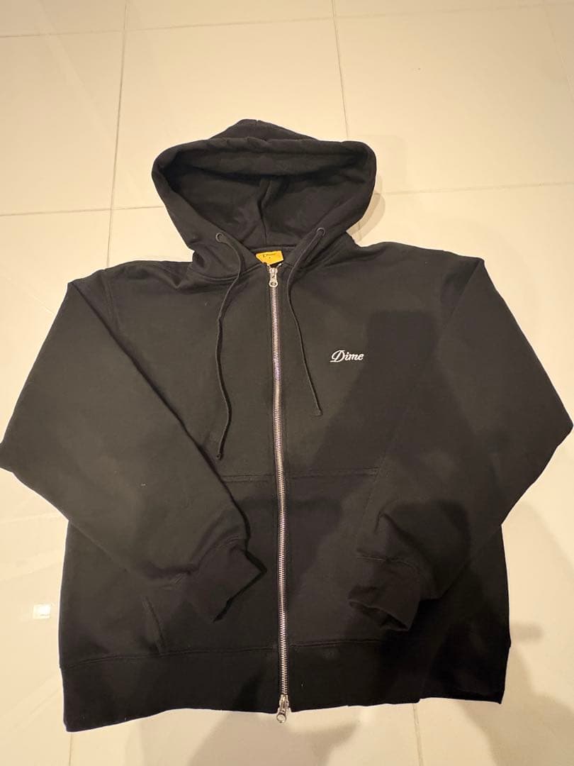 DIME ダブルジップ パーカー 裏起毛 ブラック S